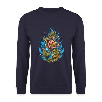 Mermaid playing harp - Unisex Sweatshirt - navy - Front - Alina (178cm) & Michal (187cm)