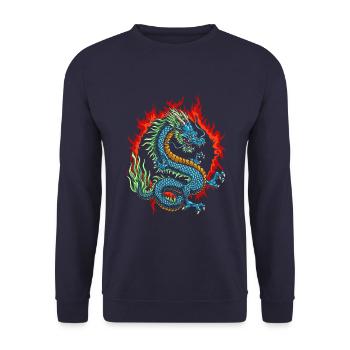 Dragon japonais en colère - Sweat-shirt Unisexe - marine - Devant - Alina (178cm) & Michal (187cm)
