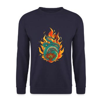 Asian Dragon - Unisex Sweatshirt - navy - Front - Alina (178cm) & Michal (187cm)