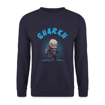 Chibi Sharku Krieger - Unisex Pullover - Navy - Vorne - Alina (178cm) & Michal (187cm)