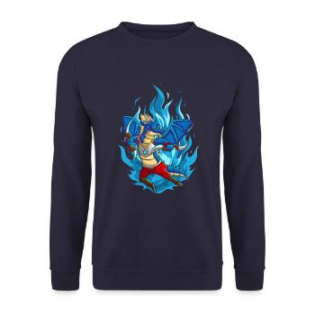 The dragon with boomerang - Unisex Sweatshirt - navy - Front - Alina (178cm) & Michal (187cm)