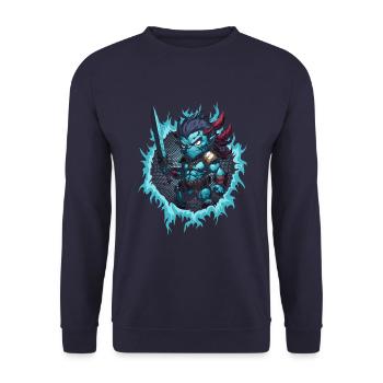 Der Monsterkrieger - Unisex Pullover - Navy - Vorne - Alina (178cm) & Michal (187cm)