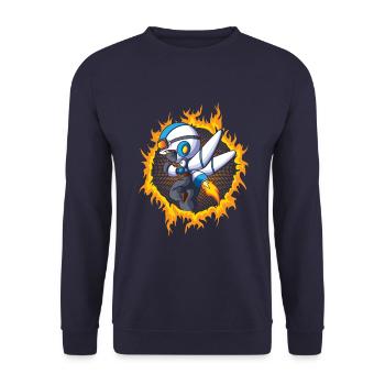Garçon de l’espace avec fond de feu en demi-teinte - Sweat-shirt Unisexe - marine - Devant - Alina (178cm) & Michal (187cm)