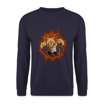 Le lion cool aux longs - Sweat-shirt Unisexe - marine - Devant - Alina (178cm) & Michal (187cm)