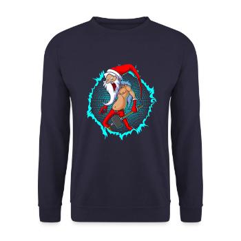 The crazy Santa Claus with halftone - Unisex Sweatshirt - navy - Front - Alina (178cm) & Michal (187cm)