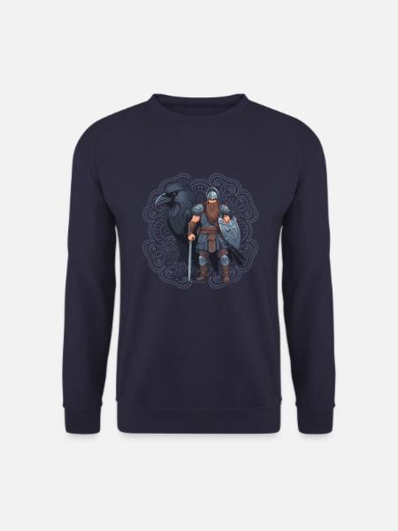 Viking warrior with raven - Unisex Sweatshirt - navy
