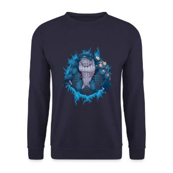 Whale Mutant with Halftone Background - Unisex Sweatshirt - navy - Front - Alina (178cm) & Michal (187cm)