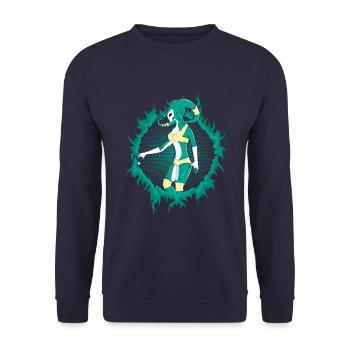 Alien with Halftone Background - Unisex Sweatshirt - navy - Front - Alina (178cm) & Michal (187cm)