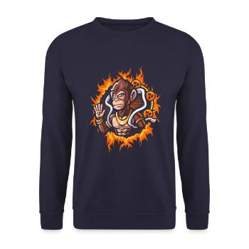 Divine Monkey with Halftone Fire Background - Unisex Sweatshirt - navy - Front - Alina (178cm) & Michal (187cm)