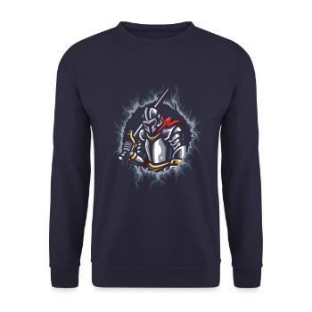 Knight with Halftone Fire Background - Unisex Sweatshirt - navy - Front - Alina (178cm) & Michal (187cm)