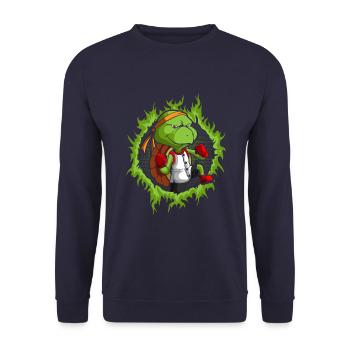Tortue de Kung Fu avec fond de feu en demi-teinte - Sweat-shirt Unisexe - marine - Devant - Alina (178cm) & Michal (187cm)