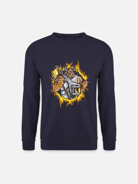 Minotaur with Halftone Fire Background - Unisex Sweatshirt - navy