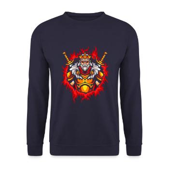 Monarch with Halftone Fire Background - Unisex Sweatshirt - navy - Front - Alina (178cm) & Michal (187cm)