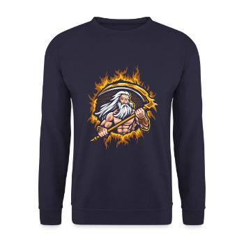 Uranus Dieu avec fond de feu en demi-teinte - Sweat-shirt Unisexe - marine - Devant - Alina (178cm) & Michal (187cm)