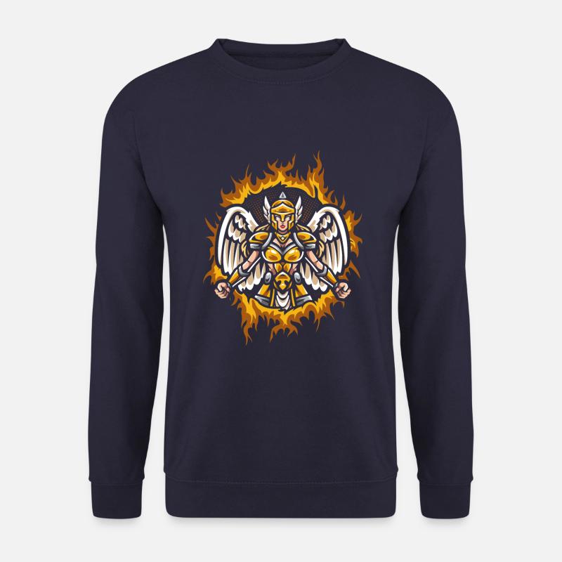 Valkyrie mit Halftone Fire Hintergrund - Unisex Pullover - Navy