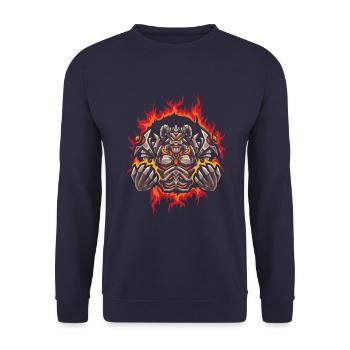 Abyss with Halftone Fire Background - Unisex Sweatshirt - navy - Front - Alina (178cm) & Michal (187cm)