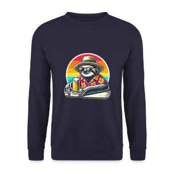 Paresseux buvant de la bière - Sweat-shirt Unisexe - marine - Devant - Alina (178cm) & Michal (187cm)