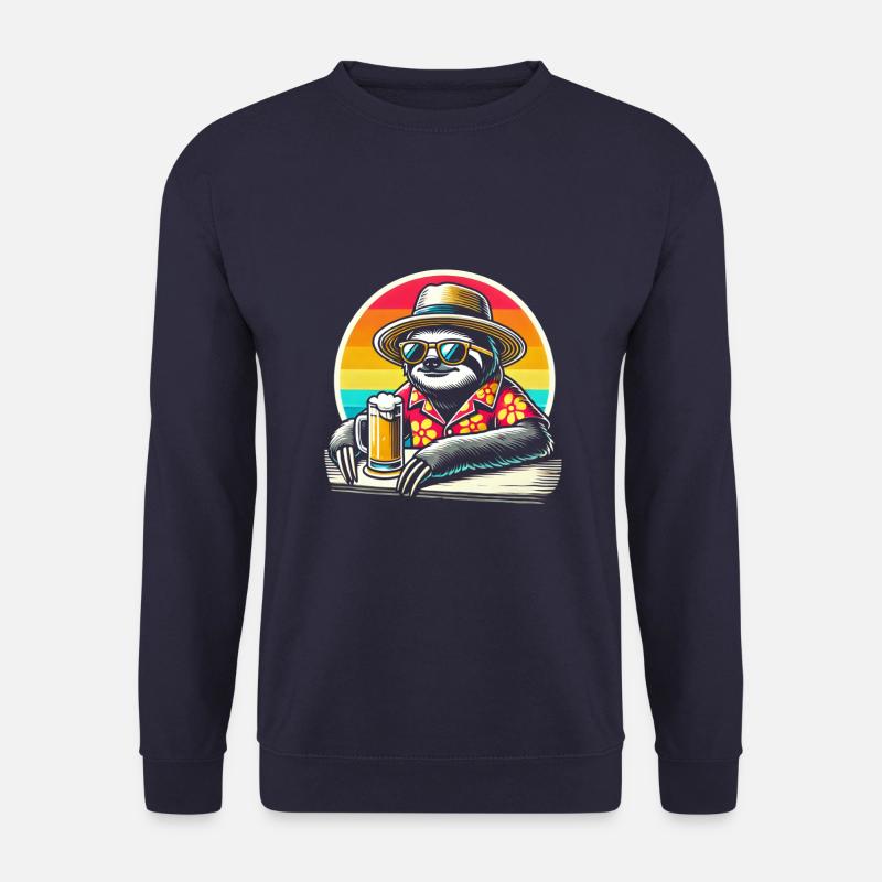 Sloth Drinking Beer - Unisex Sweatshirt - navy