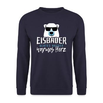 Eisbader kaltes Wasser warmes Herz Eisbaden Eisbad - Unisex Pullover - Navy - Vorne - Alina (178cm) & Michal (187cm)
