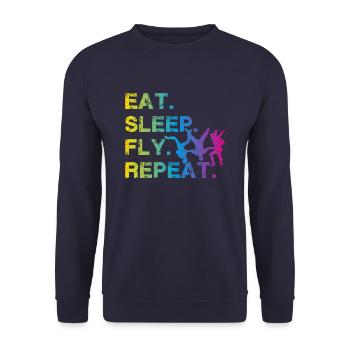 Skydiving Eat Sleep Fly Repeat Skydive t-shirt - Unisex Pullover - Navy - Vorne - Alina (178cm) & Michal (187cm)
