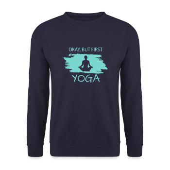 Okay but first Yoga - Unisex Pullover - Navy - Vorne - Alina (178cm) & Michal (187cm)