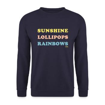 Sonnenschein Lutscher Regenbogen - Unisex Pullover - Navy - Vorne - Alina (178cm) & Michal (187cm)