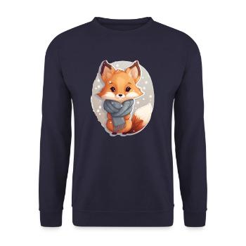 Fuchs im Winter - Unisex Pullover - Navy - Vorne - Alina (178cm) & Michal (187cm)