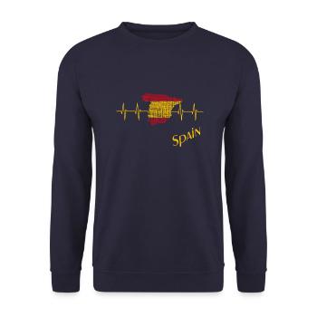 Spain, Spanien, Herzschlag - Unisex Pullover - Navy - Vorne - Alina (178cm) & Michal (187cm)