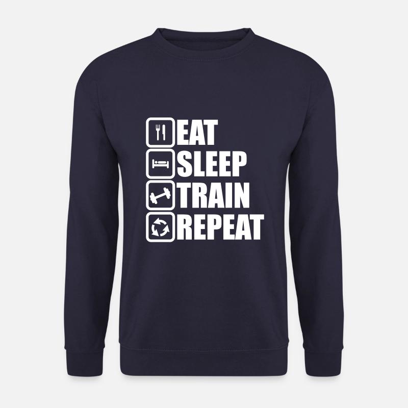 eat sleep train repeat - Unisex Pullover - Navy