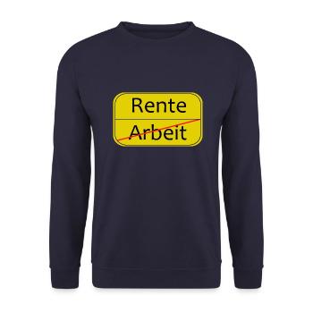 Rente Arbeit endlich Rentner - Unisex Pullover - Navy - Vorne - Alina (178cm) & Michal (187cm)