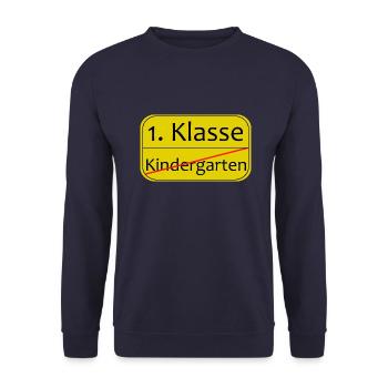 Kindergarten Schule 1 Klasse - Unisex Pullover - Navy - Vorne - Alina (178cm) & Michal (187cm)