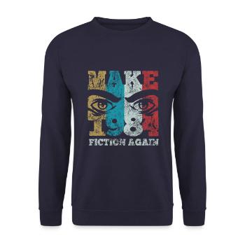 Make 1984 fiction again - Orwell - Unisex Sweatshirt - navy - Front - Alina (178cm) & Michal (187cm)