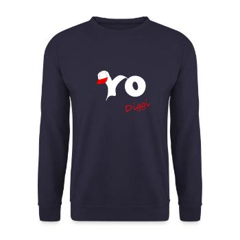 Yo Digg. lustiger Spruch - Unisex Pullover - Navy - Vorne - Alina (178cm) & Michal (187cm)