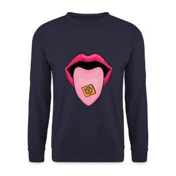 Mouth of Wisdom - LSD California Orange Sunshine - Unisex Sweatshirt - navy - Front - Alina (178cm) & Michal (187cm)