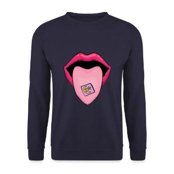Mouth of Wisdom - LSD 25 Mond und Stern - Unisex Pullover - Navy - Vorne - Alina (178cm) & Michal (187cm)