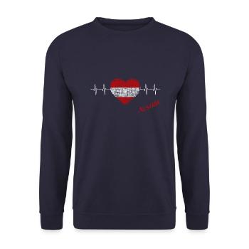 Austria Österreich Herzschlag heartbeat austria - Unisex Pullover - Navy - Vorne - Alina (178cm) & Michal (187cm)
