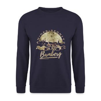 Bamberg Vintage Retro - Unisex Pullover - Navy - Vorne - Alina (178cm) & Michal (187cm)