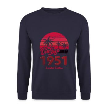 Vintage Year 1951 Limited Edition Red - Unisex Sweatshirt - navy - Front - Alina (178cm) & Michal (187cm)