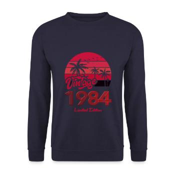 Vintage Year 1984 Limited Edition Red - Unisex Sweatshirt - navy - Front - Alina (178cm) & Michal (187cm)