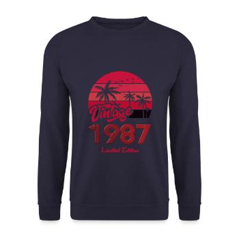 Vintage Year 1987 Limited Edition Red - Unisex Sweatshirt - navy - Front - Alina (178cm) & Michal (187cm)