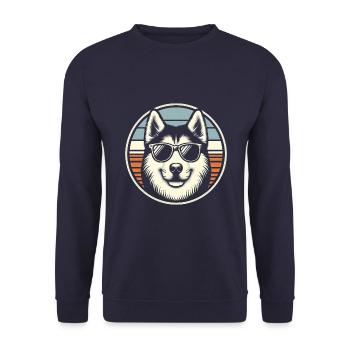 Husky Dog - Unisex Sweatshirt - navy - Front - Alina (178cm) & Michal (187cm)