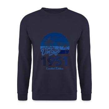 Vintage Year 1951 Limited Edition Blue - Unisex Sweatshirt - navy - Front - Alina (178cm) & Michal (187cm)