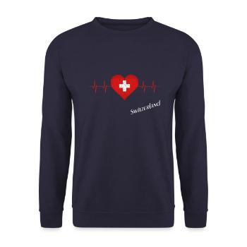 Switzerland Swiss Schweiz - Unisex Pullover - Navy - Vorne - Alina (178cm) & Michal (187cm)