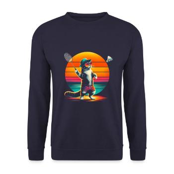 Badminton chat - Sweat-shirt Unisexe - marine - Devant - Alina (178cm) & Michal (187cm)