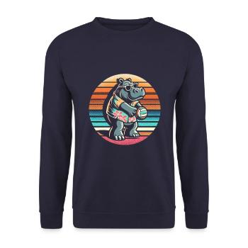 Volley-ball hippopotame - Sweat-shirt Unisexe - marine - Devant - Alina (178cm) & Michal (187cm)