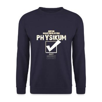 Physikum geschafft Geschenk - Unisex Pullover - Navy - Vorne - Alina (178cm) & Michal (187cm)