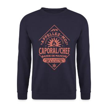 Appellez-moi Caporal-Chef, bande de Manche - Sweat-shirt Unisexe - marine - Devant - Alina (178cm) & Michal (187cm)
