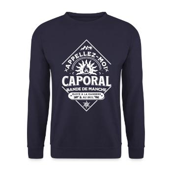 Appellez-moi Caporal, bande de Manche - Sweat-shirt Unisexe - marine - Devant - Alina (178cm) & Michal (187cm)