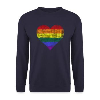 LGBTQ Herz Lgbtq CSD - Unisex Pullover - Navy - Vorne - Alina (178cm) & Michal (187cm)