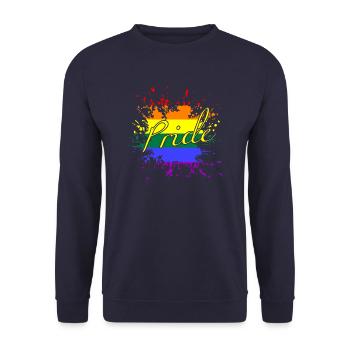 LGBTQ CSD PRIDE MONTH REGENBOGEN SPLASH - Unisex Pullover - Navy - Vorne - Alina (178cm) & Michal (187cm)